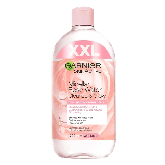 Garnier Micellar Cleansing Water mit Rosenwasser, 700ml - Sanfte Reinigung und Make-up-Entfernung