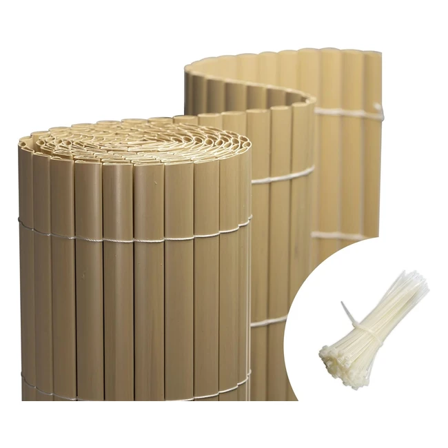 Canisse en PVC Jarolift, Brise vue pour jardin, balcon, terrasse - 100 x 400 cm, bambou inclus