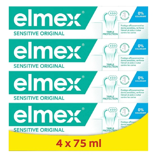 Dentifrice Elmex Sensitive Original - Soulage sensibilité dentaire - Lot de 4x75 ml