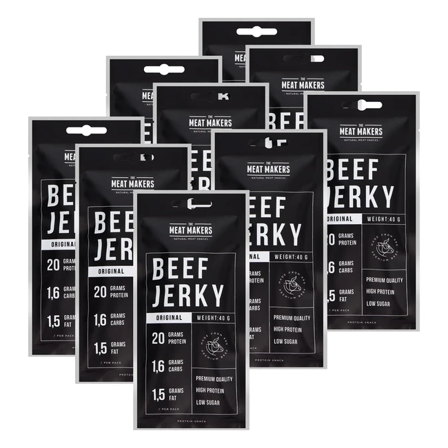 Carne secca proteica per lo sport - The Meat Makers 100 Sport Beef Jerky Mix 9 x 40g