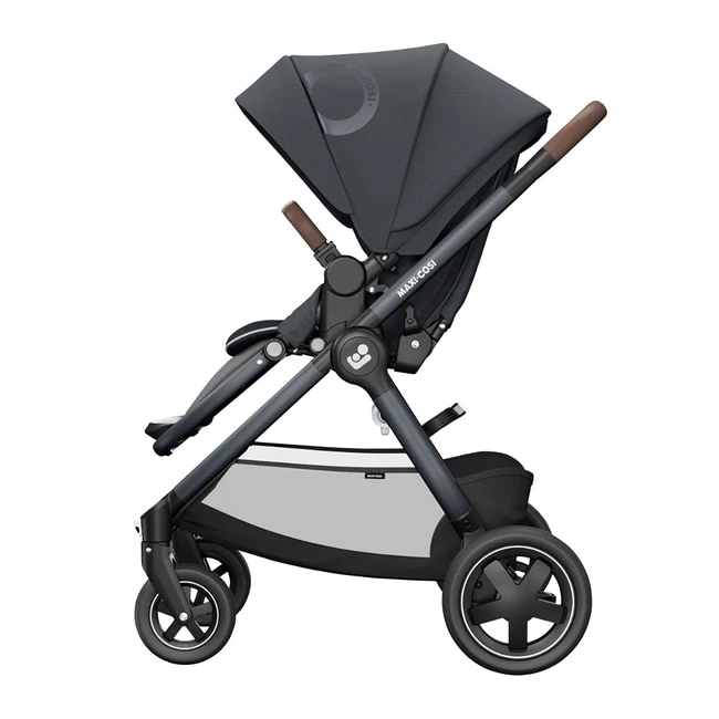 Maxi-Cosi Adorra Kombikinderwagen, komfortabler faltbarer Kombikinderwagen mit Einkaufskorb und mehreren Sitzpositionen, geeignet ab Geburt bis ca. 4 Jahre, 022 kg, Essential Graphite Grey