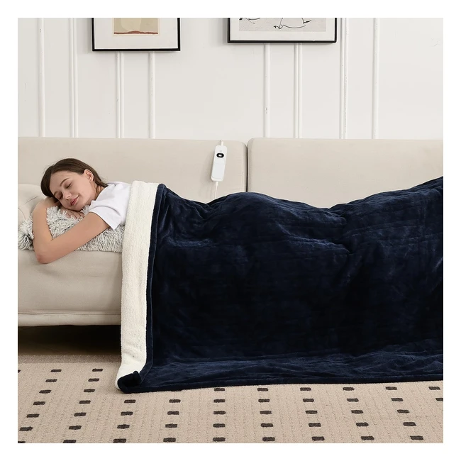 Immtree Electric Blanket Throw - Flannel Sherpa Fleece - 3 Fast Heating Settings