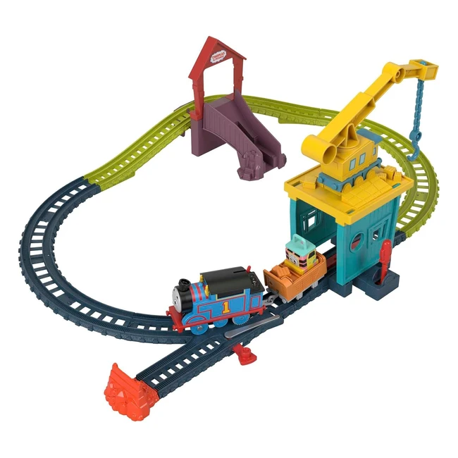 Thomas & Friends Motorized Toy Train Set - Fix 'em Up Friends with Carly the Crane & Sandy the Rail Speeder - Ages 3+