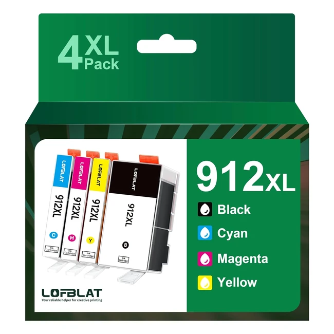 Lot de 4 cartouches d'encre 912XL compatibles HP OfficeJet Pro 8022-8025