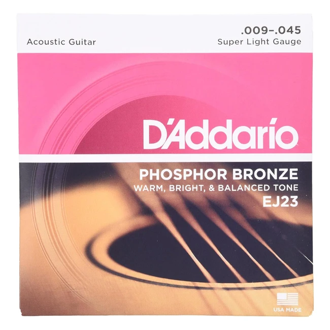 Cuerdas Guitarra Acústica D'Addario EJ23 Superligero 945 - ¡Tono Caliente y Equilibrado!