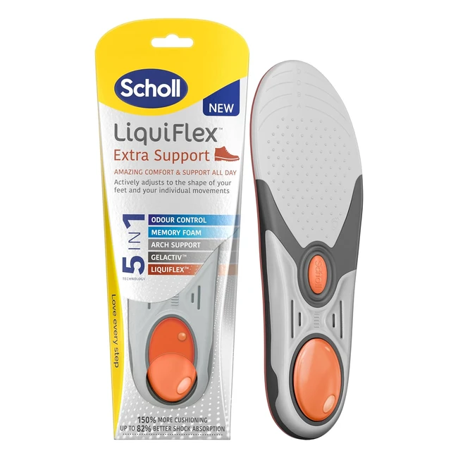 Scholl Liquiflex Extra Support Work Insoles - UK Size 8-12 - Trimable Gel Insole