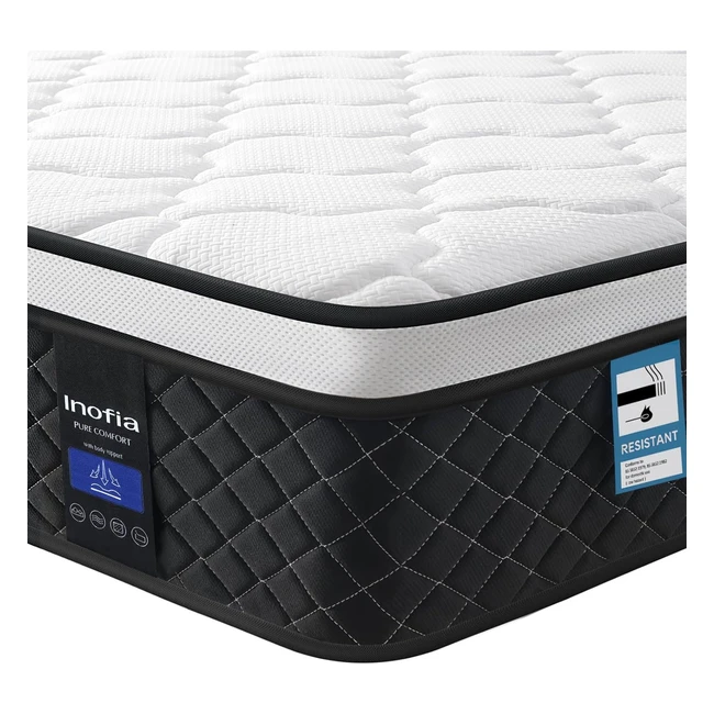 Inofia 4ft Small Double Mattress - Coolmax Gel Memory Foam Pocket Spring Hybrid - Breathable & Soft Cooling Touch Fabric - Medium Firm Feel