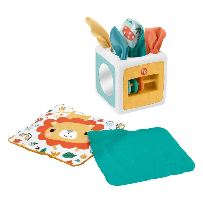 Cube d'activités Fisher-Price avec boîte de mouchoirs stimulants - Jeu pour bébé à partir de 3 mois