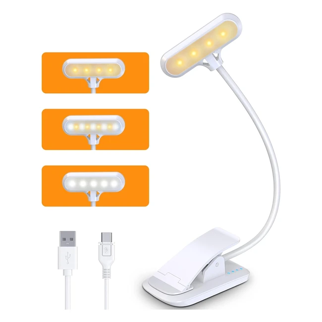 Luz de Lectura LED Recargable Glangeh con 9 LED, 3 Modos, Protección Ocular