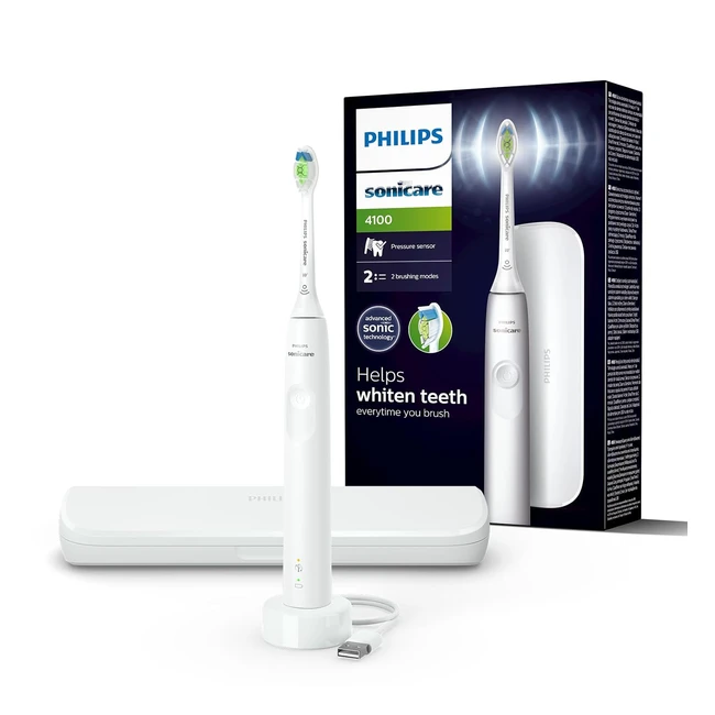 Philips Sonicare4100 Elektrische Zahnbürste für Erwachsene mit 1x Philips W2OptimalWhite Bürstenkopf