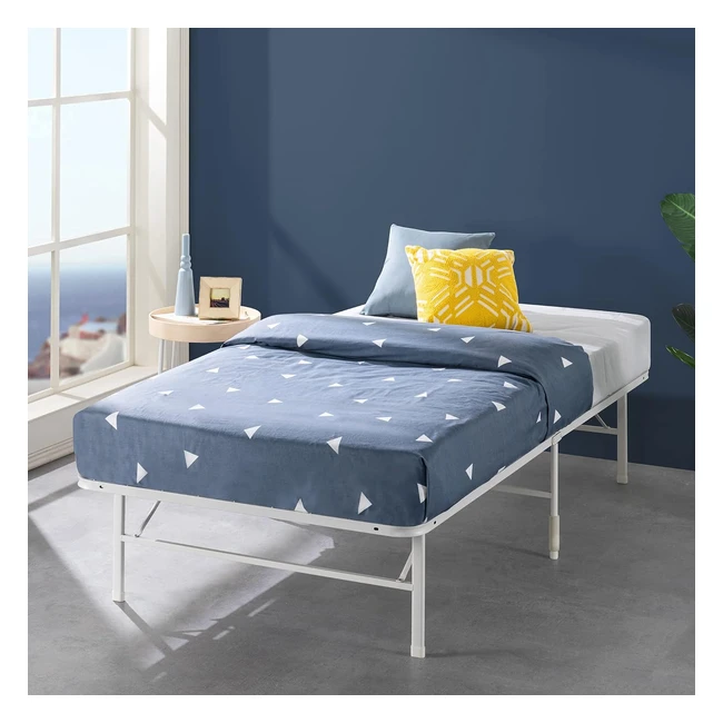 Zinus 35 cm SmartBase Zero Assembly Mattress Foundation - Metal Platform Bed Frame - Under Bed Storage - Single - White
