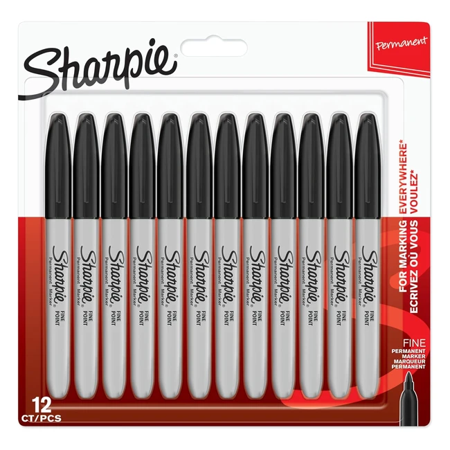 Sharpie Fine Point Permanent Markers - Black (12 Count) - Intensely Bold Colors, Quick-Drying Ink