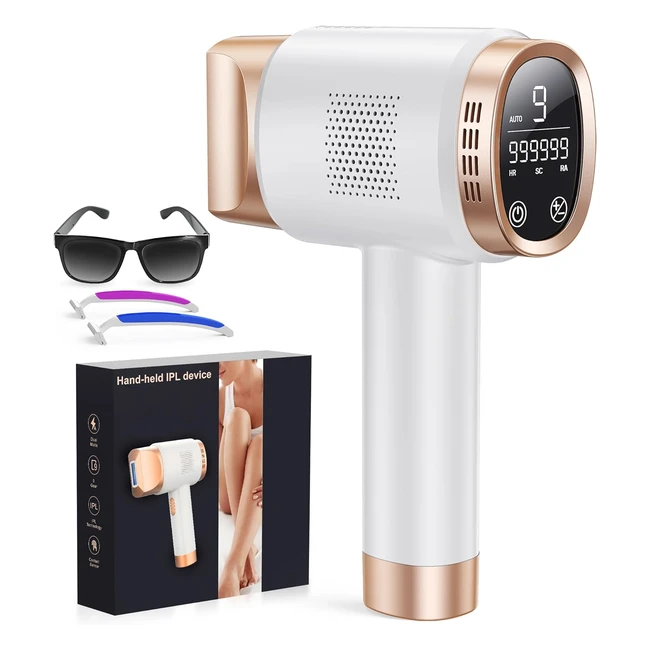 Épilateur Lumière Pulsée IPL Laser 3en1 HRSCRA avec 9 Niveaux d'Énergie et 999 900 Flashes - Visage Corps - Marque X