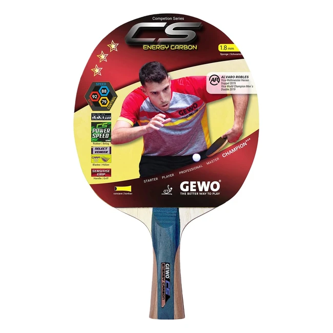 Raqueta de Ping Pong Gewo CS Energy Carbon para Adultos - Modelo CNC - Gris/Marrón