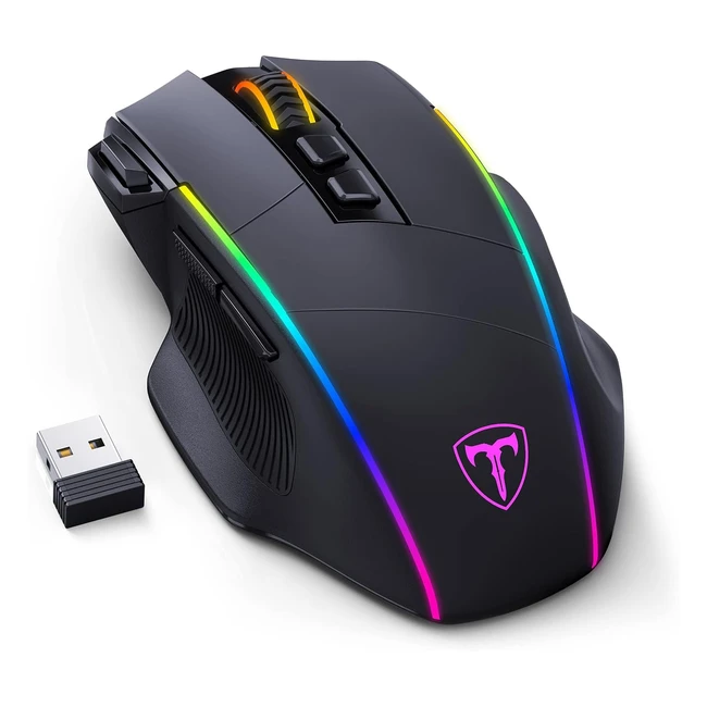 Souris Gamer Sans Fil Trimode 24 G USB/C Bluetooth 10 000 PPP RVB Ergonomique 8 Boutons Programmables - Noire
