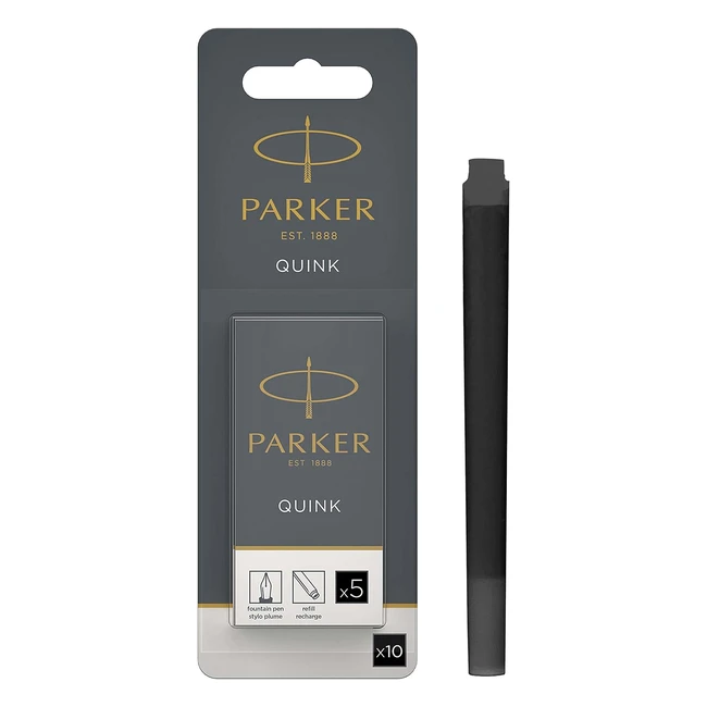 Parker Cartouches d'encre pour stylo plume - Encre noire Quink - Lot de 10
