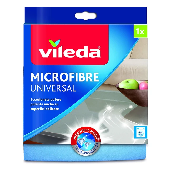 Vileda Panno Microfibra Plus Multiuso Celeste Media - Pulizia Facile e Veloce