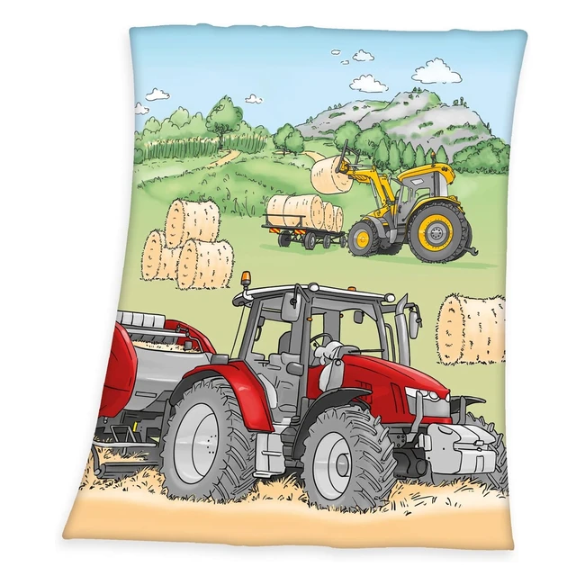 Couverture polaire multicolore 160x130 cm - Herding Young Collection - Motif tracteur - Réf. 7551201035412