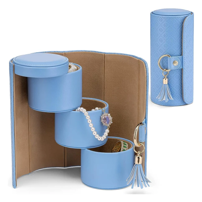 Vlando Jewelry Box Travel Organizer - Small Faux Leather Roll for Rings, Earrings, Necklaces - Reference: 12345