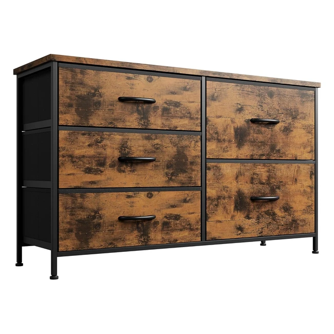 Nicehill Dresser for Bedroom with 5 Drawers - Storage Organizer Chest of Drawers - TV Stand - Rustic Brown