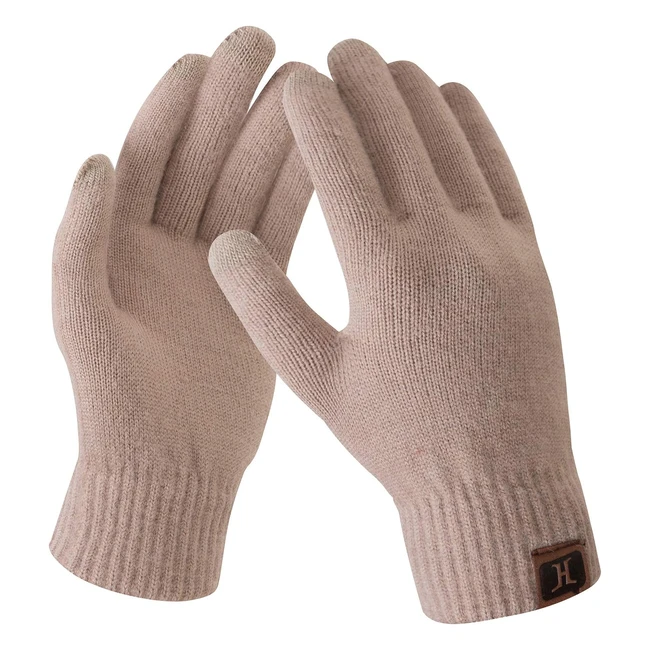 Bequemer Laden Womens Winter Touchscreen Gloves - Warm Wool Knitted Thick Flee