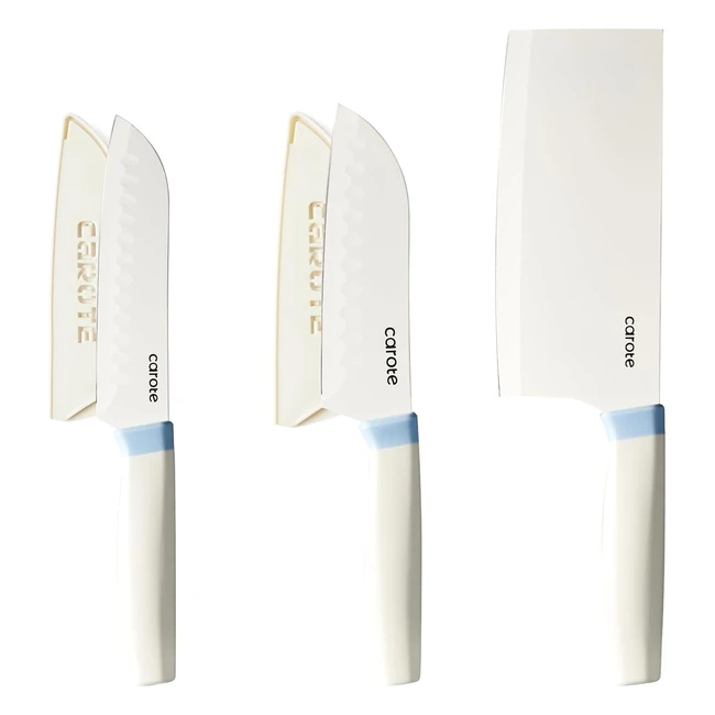 Set Coltelli da Cucina Professionali - Carote, 5 Pezzi, Coltello da Chef con Fodero, Rivestimento Ceramico Antiaderente