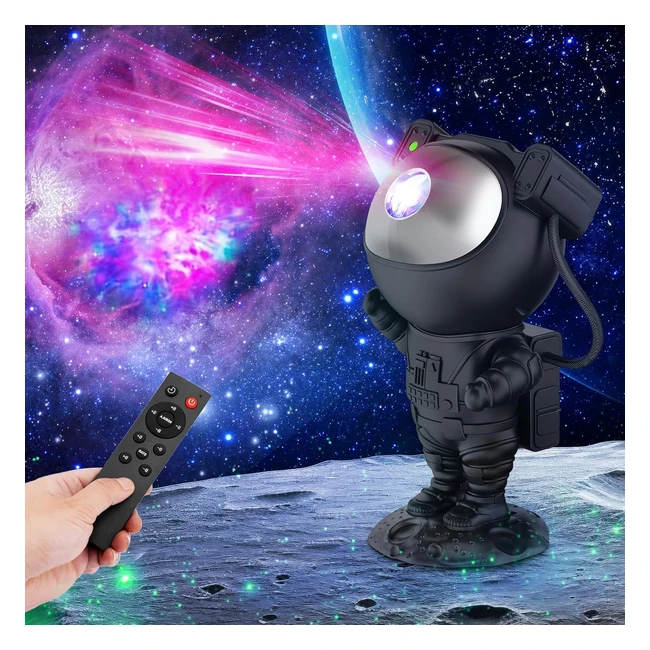 Projecteur Astronaute Galaxy - Étoile et Nébuleuse, Minuterie, Télécommande, Angle Réglable