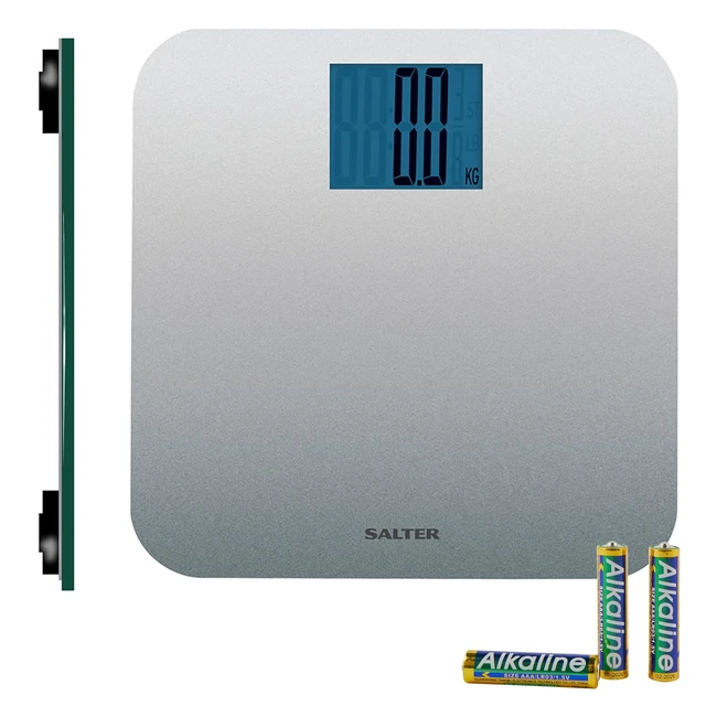 Balance Personnelle Électronique Salter 9075 SVGL3R Max PSE - Capacité 250kg - Écran Facile à Lire - Mesures Précises - Argent