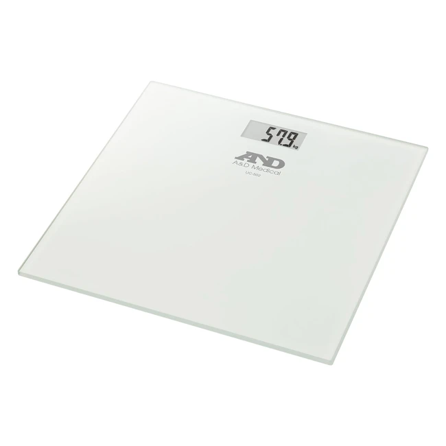 AD Medical UC502 Personenwaage mit extra großer Stellfläche - Gut ablesbares LCDDisplay - Extra flaches Design - Sicherheitsglas