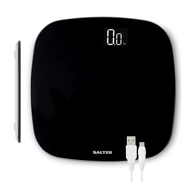 Salter 9221 BK3R Elektronische Badezimmerwaage USB-Akku 180 kg Kapazitt sch