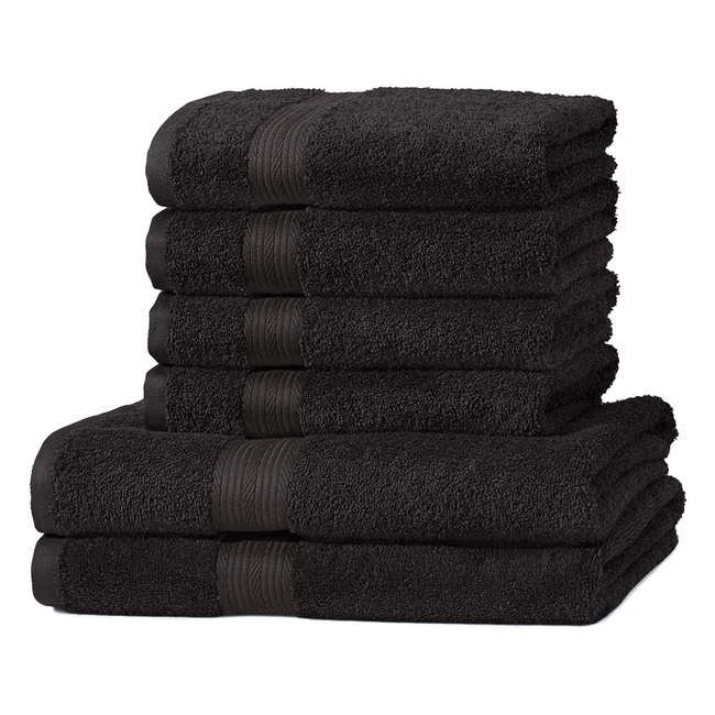 Toallas de baño Amazon Basics - Pack de 6 - Color negro