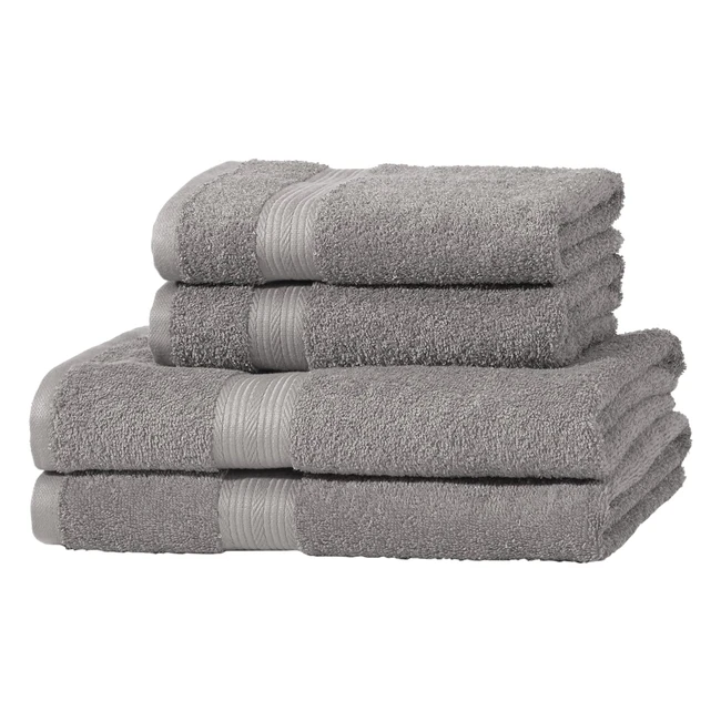 Toallas de baño y manos Amazon Basics, 2 unidades, 100% algodón, resistente a la decoloración, gris 70 x 60 cm