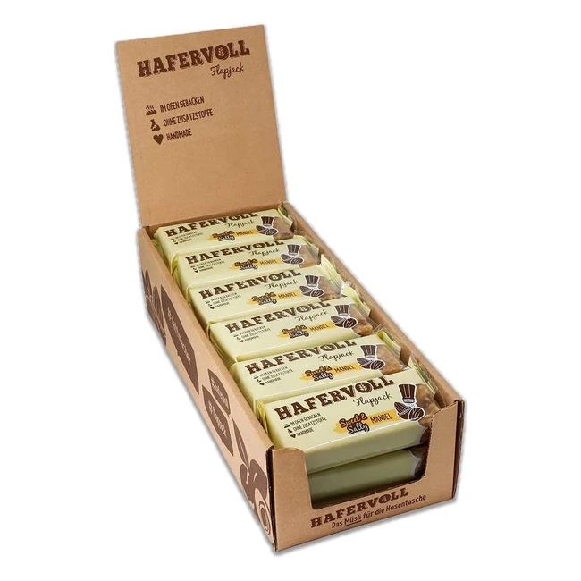 Hafervoll Flapjack Müsli-Riegel 18 x 65g - Vollgepackt mit Haferflocken und knackigen Mandelstücken