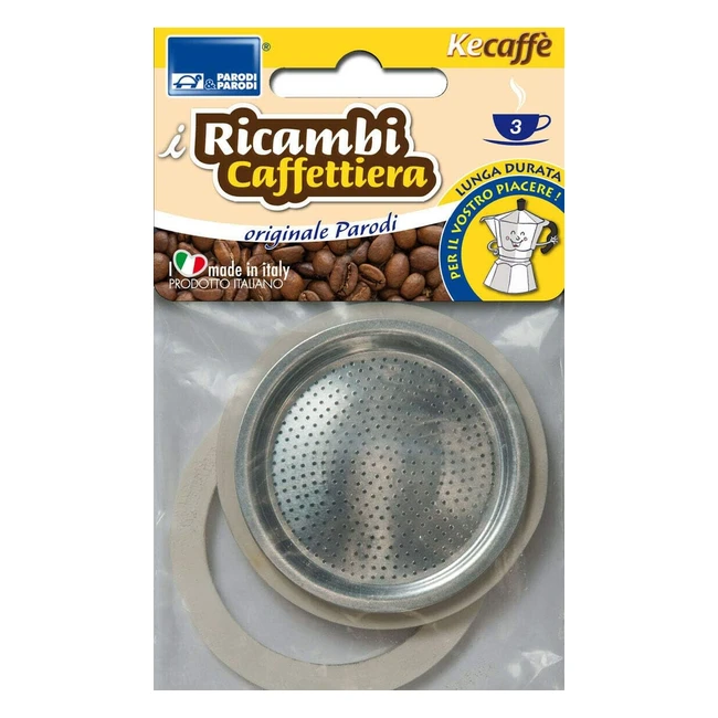 Recambios Cafetera 3 Tazas - Filtro Moka y Juntas Compatibles Bialetti - Ref. Parodi