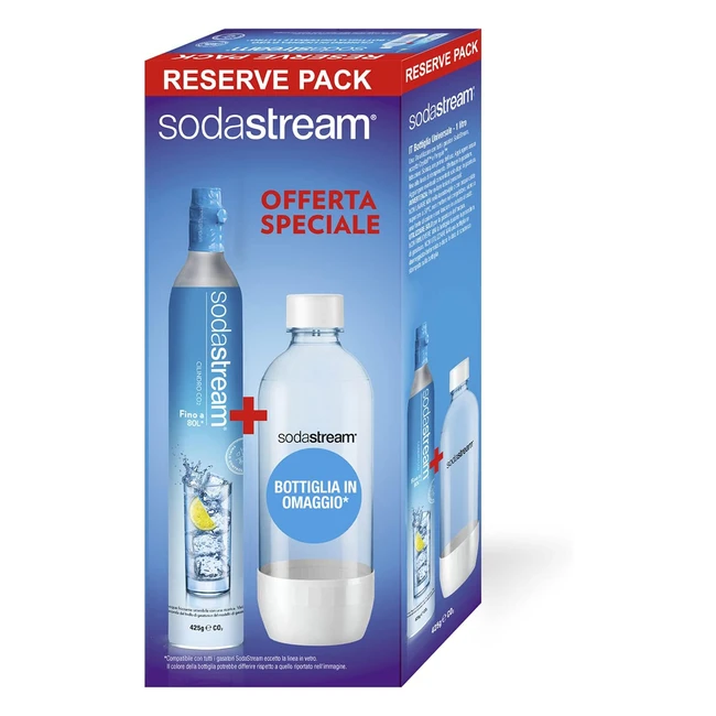 Sodastream Cilindro Ricarica Gas CO2 - Bottiglia PET 1L - Licenza d'uso - Fino a 60 Litri di Acqua Gasata