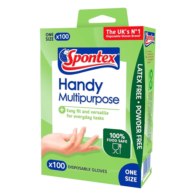Spontex Multipurpose Disposable Gloves - 100 Count Pack of 1 - Latex and Powder Free