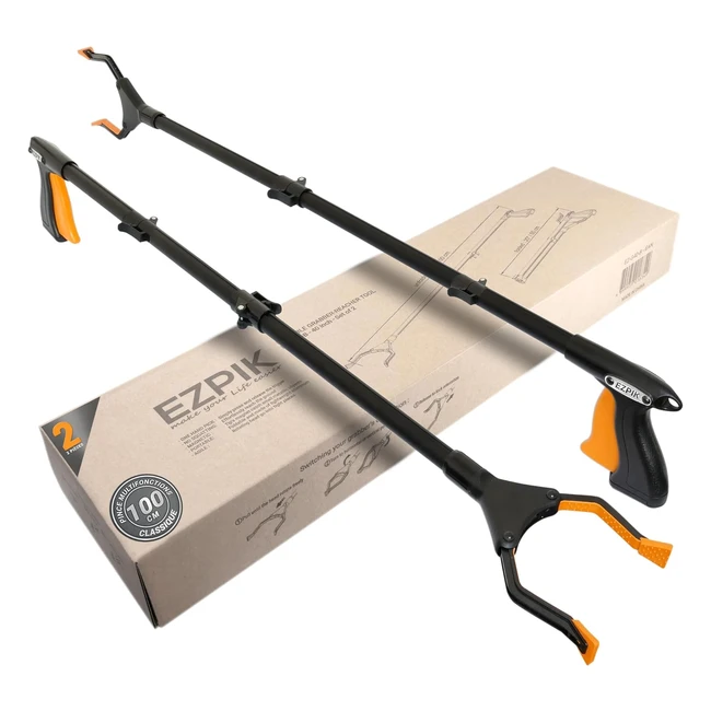 2 x Pince Ramasse-Objet EZPIK 100cm pour Personnes Âgées et Handicapées - Aimants - Pince Télescopique Rotative