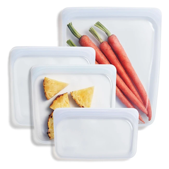 Stasher Sac de Conservation en Silicone Réutilisable - Paquet de 4 - Sans Fuite