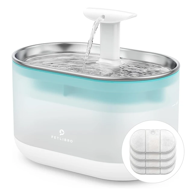Fontaine à eau pour chat Petlibro ultra silencieuse 2.1L - 4 filtres et 4 éponges inclus