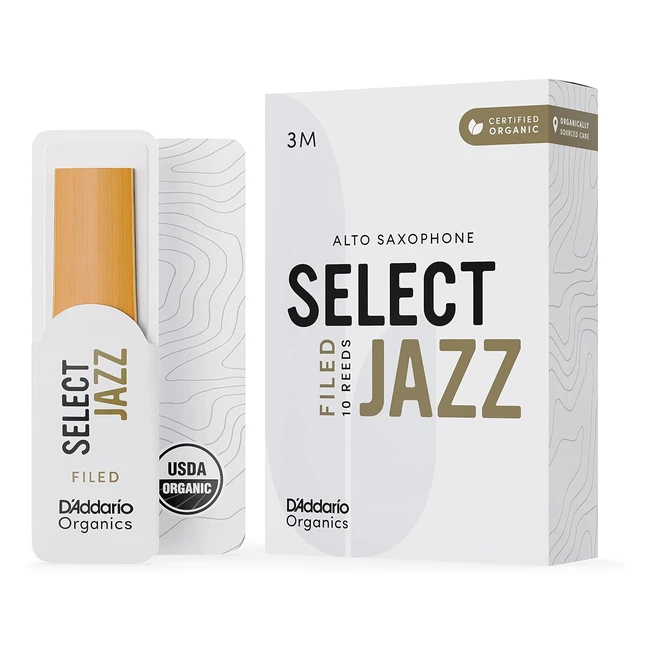 Caas de saxofn DAddario Orgnico Select Jazz Filed Alto 3 Medio Paquete d