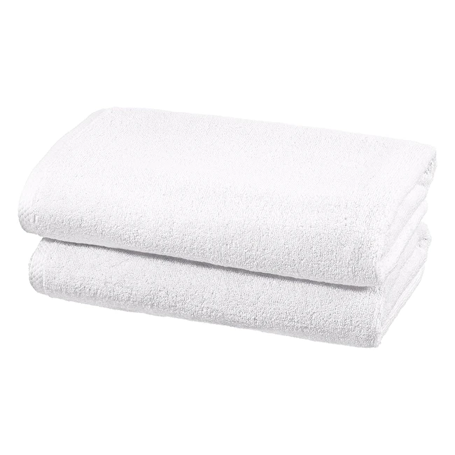 Lot de 2 draps de bain Amazon Basics, séchage rapide, 140 x 70 cm, blanc