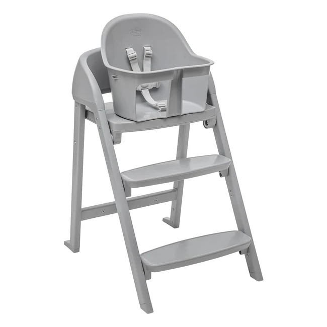 Chicco Trona Crescendo Lite Evolutiva - 3 Configuraciones - Trona Bebés - Silla Elevadora - Taburete Adulto - 110kg - Gris