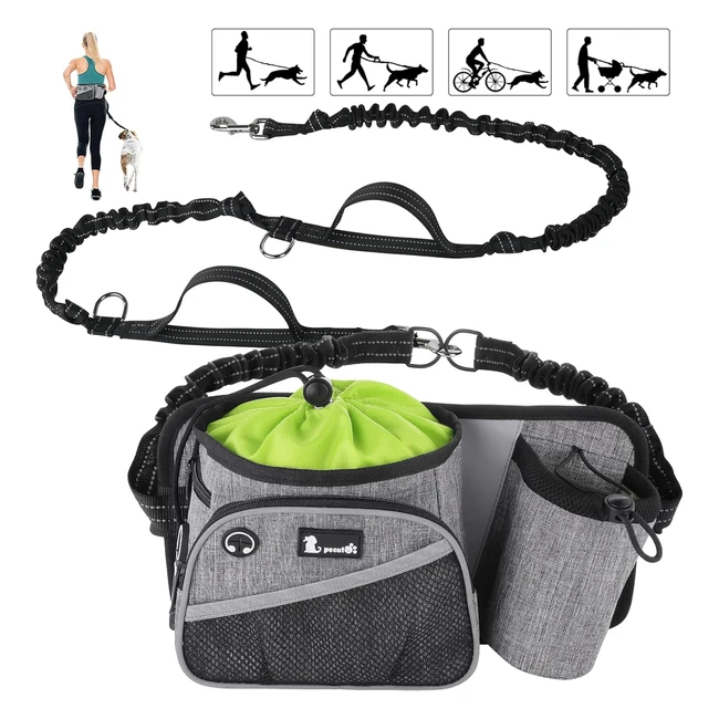 Laisse de course pour chien Pecute - Large ceinture de soutien du dos - 2 poign