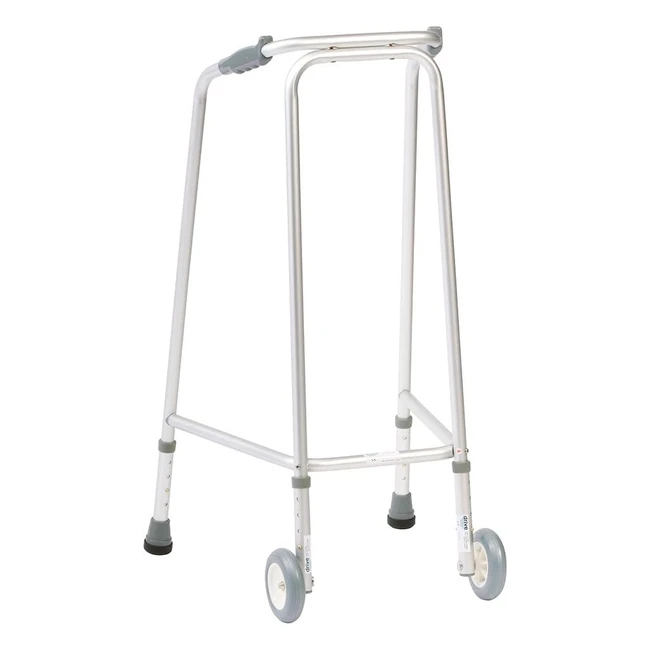 NRS Healthcare Ultra Narrow Walking Frame - Wheeled N73223, Adjustable Height - Medium