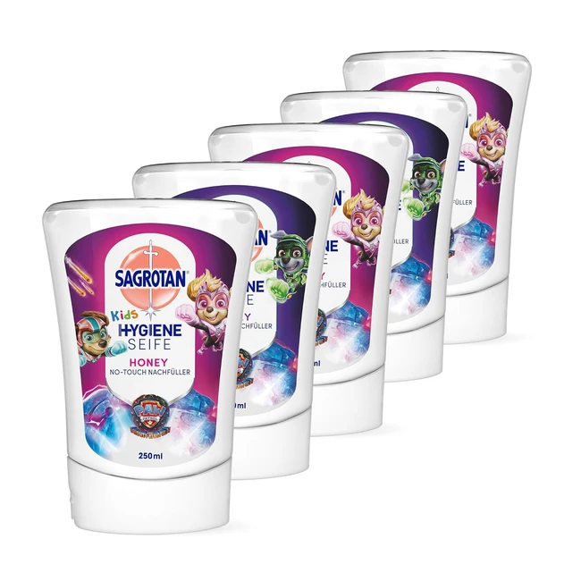 Sagrotan NoTouch Kids Nachfüllung Honig Paw Patrol Edition, 5 x 250 ml, praktisches Wertpaket