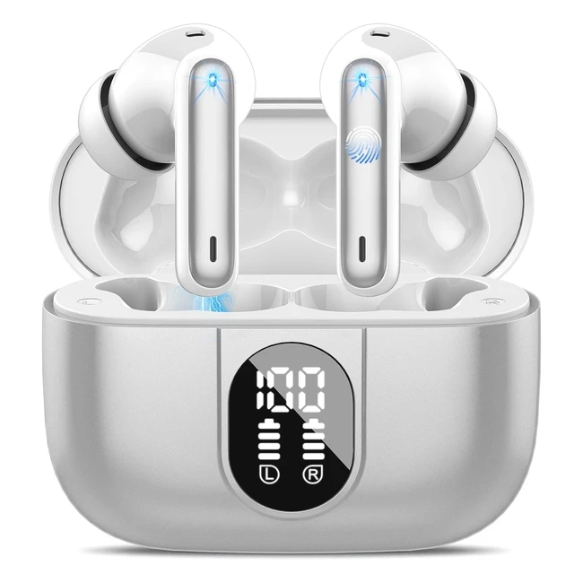 Écouteurs Bluetooth sans fil CSASAN 53 HiFi Stéréo avec réduction de bruit, mic, contrôle tactile, casque Bluetooth gris