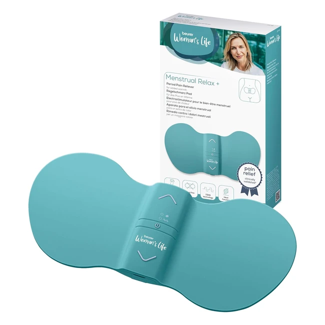 Beurer EM 55 Menstrual Relax - Menstruationsschmerzen und Schmerzen durch Endometriose lindern - TENS und Wärmefunktion - Extra große Wärmeoberfläche - Wiederaufladbar - Türkis
