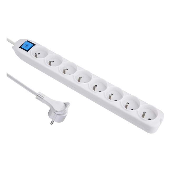 Bloc multiprise électraline 32045 avec interrupteur - 8 prises - câble 15m - fiche plate