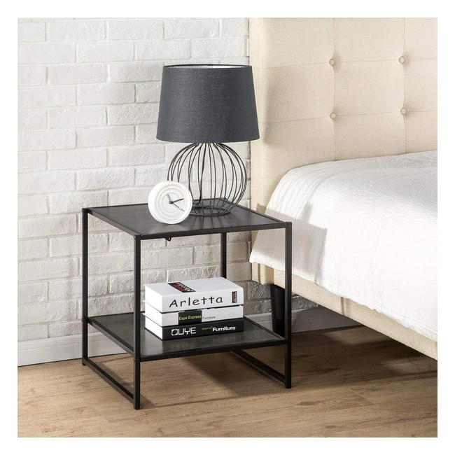 Table d'appoint cadre noir 51 cm Zinus Dane - Table basse facile à monter bois noir profond