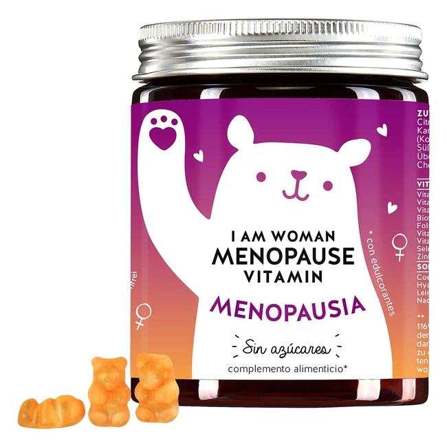 Ositos de Gominola para Menopausia - Complejo Sustancias Activas con Aceite de Onagra, Biotina, Selenio, Complejo Vitamínico B, Ácido Fólico, Zinc - Vitaminas Equilibradas - 60 uds
